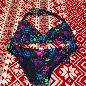 Two piece halter top bathing suit